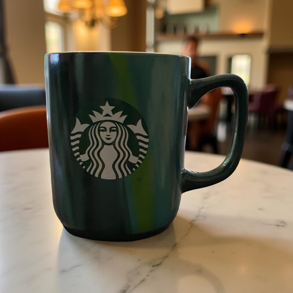 Starbucks Green Swirl Ceramic Coffee Mug 15oz – EUC